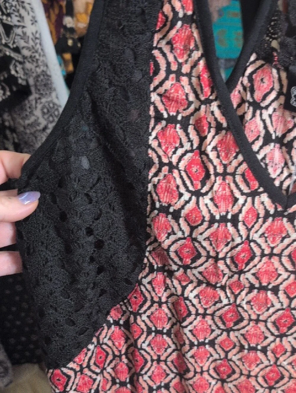 Angie Pink & Black Geometric Mini Slip Dress NWT - Picture 2 of 6